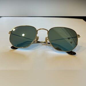 RAY BAN HEXAGONAL GOLD w/ BLUE SUNGLASSES
